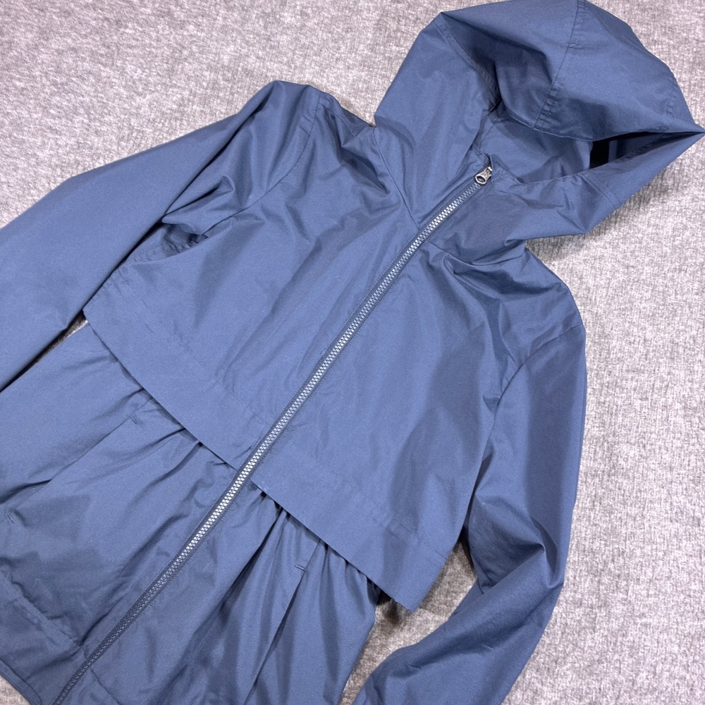 Lululemon Glyde Jacket Women 4 Blue Hooded Full‎ Zip Peplum Back Vent